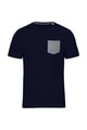 Heren T-shirt met borstzakje Kariban K375 NAVY-GREY HEATHER
